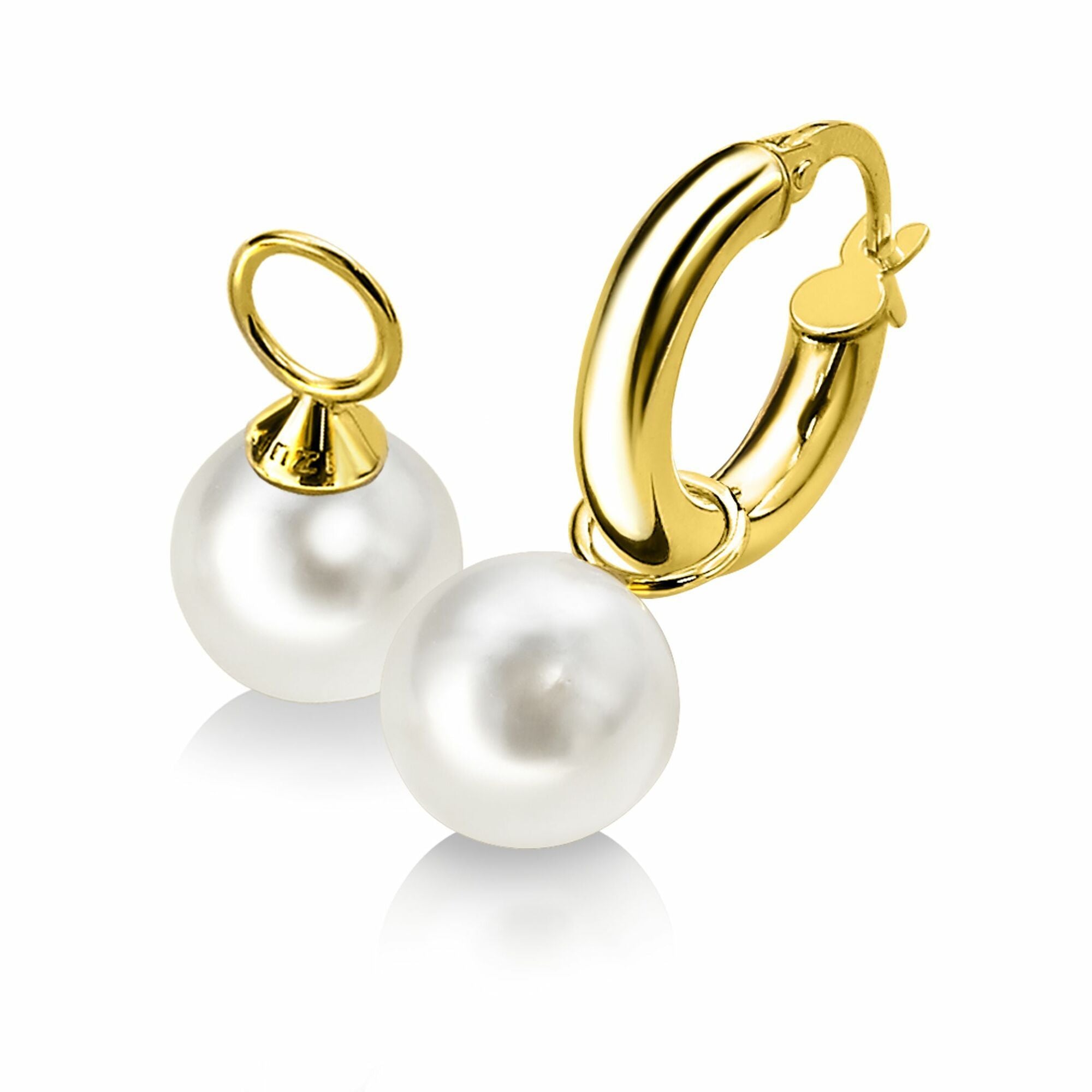 ZINZI 14K Gouden Oorbedels met Witte Parel ZGCH144
