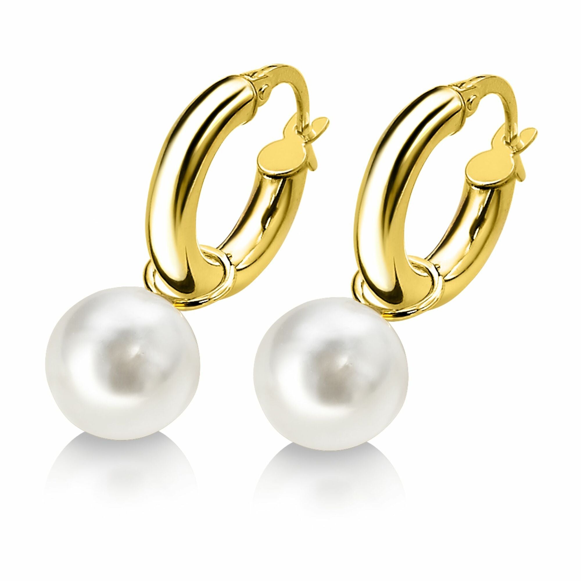 ZINZI 14K Gouden Oorbedels met Witte Parel ZGCH144