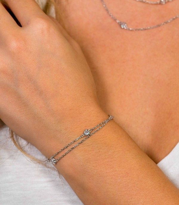 Zinzi zilveren armband dubbel hartje wit ZIA1721, exclusief en kwalitatief hoogwaardig. Ontdek nu!
