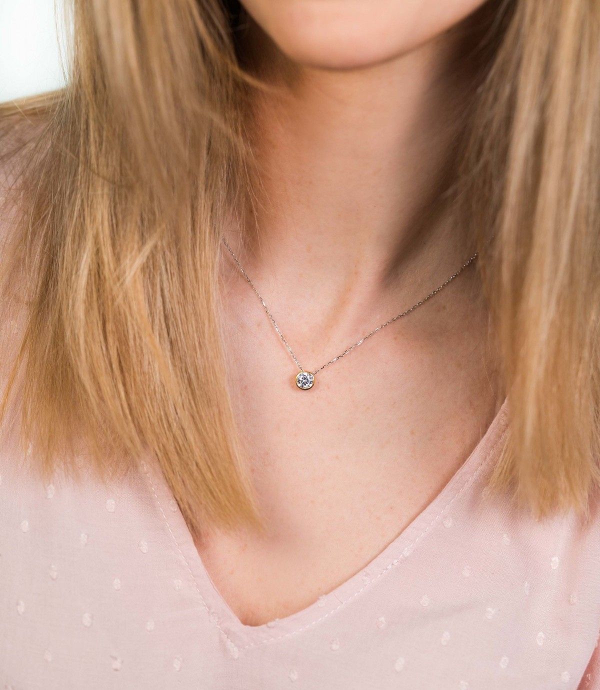 ZINZI Verguld Zilveren Ketting met Witte Zirkonia - ZIC1775G