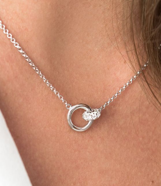 ZINZI Zilveren Ketting met Witte Zirkonia - ZIC1830