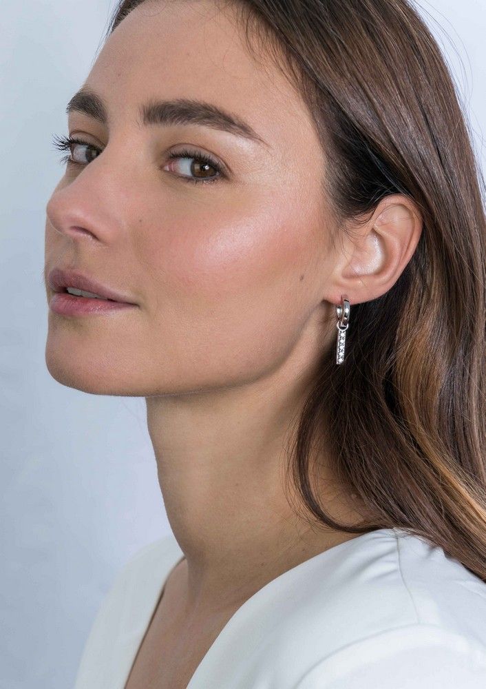 ZINZI Zilveren Oorbedels met Witte Zirkonia - ZICH2142