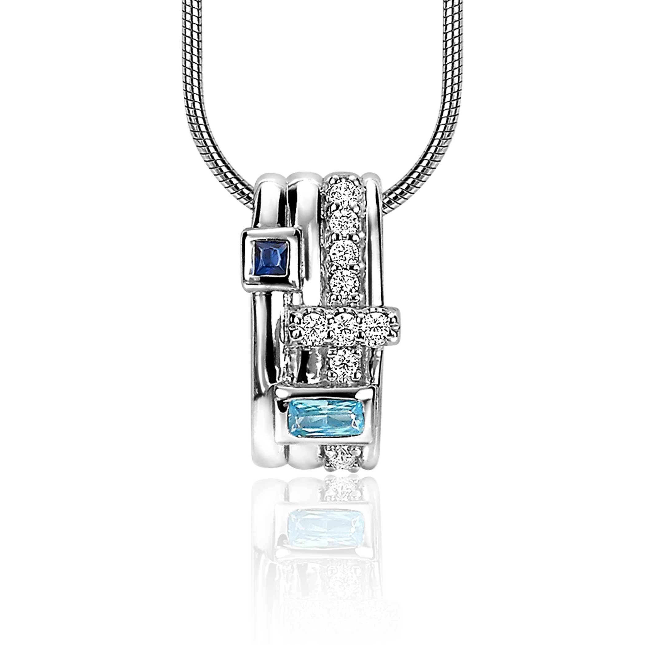 ZINZI Zilveren Hanger met Blauw, Wit Zirkonia - ZIH2012B