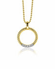 Zinzi zilveren hanger rond kabel geel verguld met zirkonia 17mm ZIH2128Y, exclusief en kwalitatief hoogwaardig. Ontdek nu!