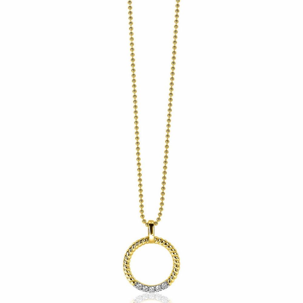 ZINZI Verguld Zilveren Hanger met Witte Zirkonia - ZIH2128Y