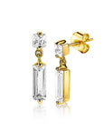 Zinzi zilveren oorsieraden geel verguld 15mm baguette rechthoek vierkant wit ZIO2056Y, exclusief en kwalitatief hoogwaardig. Ontdek nu!