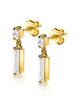 Zinzi zilveren oorsieraden geel verguld 15mm baguette rechthoek vierkant wit ZIO2056Y, exclusief en kwalitatief hoogwaardig. Ontdek nu!