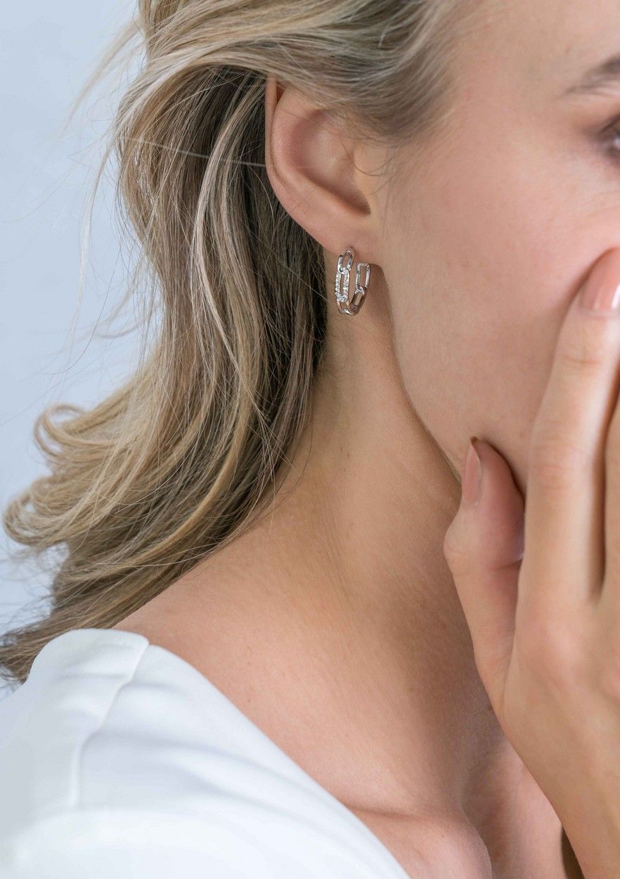 ZINZI Zilveren Oorbellen met Witte Zirkonia - ZIO2116
