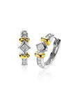 Zinzi zilveren oorringen met vierkante zirkonia en geel verguld staafje ZIO2121CR, exclusief en kwalitatief hoogwaardig. Ontdek nu!