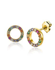 Zinzi zilveren oorknoppen 14K geel verguld 8mm bezet regenboog ZIO2170, exclusief en kwalitatief hoogwaardig. Ontdek nu!