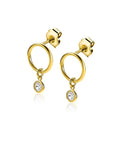 Zinzi zilveren oorstekers 14K geel verguld 13mm ronde hanger witte zirkonia ZIO2200Y, exclusief en kwalitatief hoogwaardig. Ontdek nu!