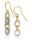 Zinzi zilveren luxe oorhangers 14K geel verguld 35mm ovale schakels witte zirkonia ZIO2203Y, exclusief en kwalitatief hoogwaardig. Ontdek nu!
