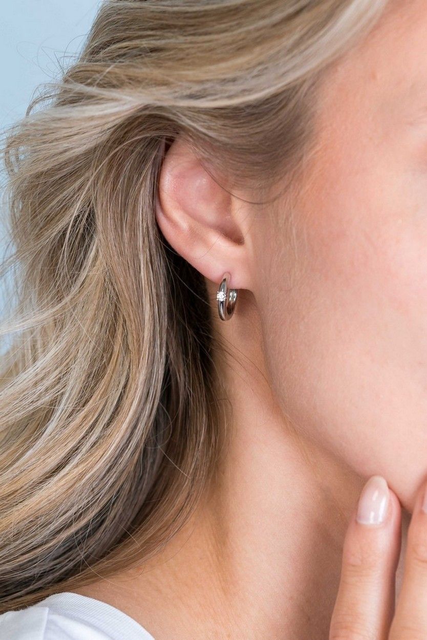 ZINZI Zilveren Oorbellen met Witte Zirkonia - ZIO2224