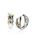 Zinzi zilveren luxe oorringen cross-over bicolor met witte zirkonia's 16x6mm ZIO2243, exclusief en kwalitatief hoogwaardig. Ontdek nu!