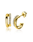 Zinzi zilveren multi-look oorstekers extra 14K geel verguld twee banen met witte zirkonia's 15mm ZIO2254, exclusief en kwalitatief hoogwaardig. Ontdek nu!