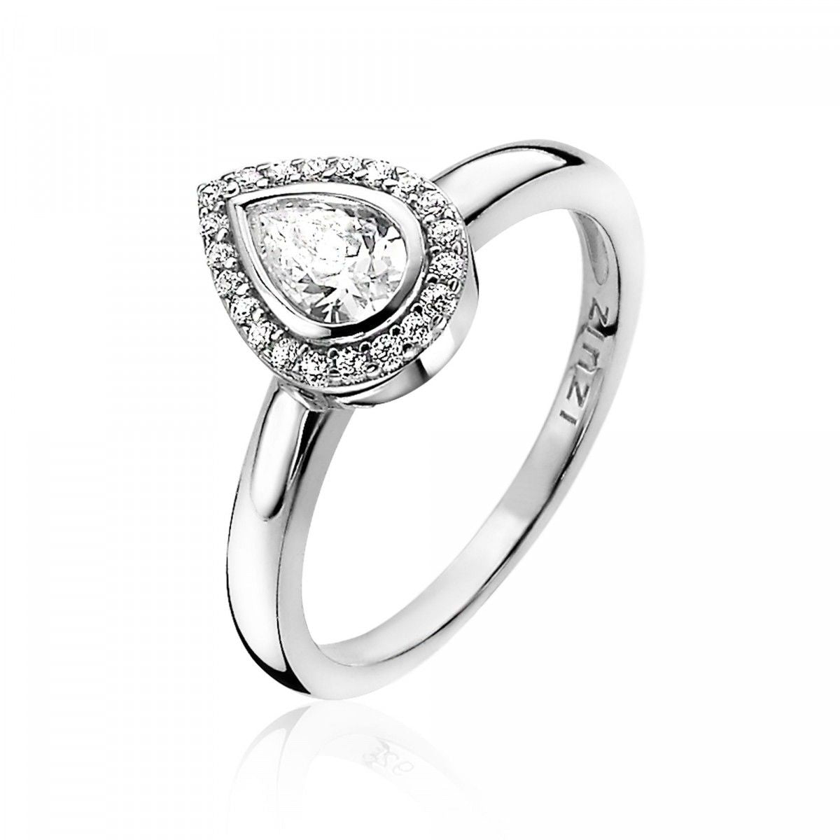 ZINZI Peer Aanschuifring zilver wit - ZIR1303