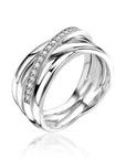 Zinzi zilveren brede cross-over ring glad wit ZIR1790, exclusief en kwalitatief hoogwaardig. Ontdek nu!