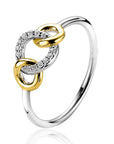 Zinzi zilveren bicolor ring 3 verbonden cirkels wit ZIR2045Y, exclusief en kwalitatief hoogwaardig. Ontdek nu!