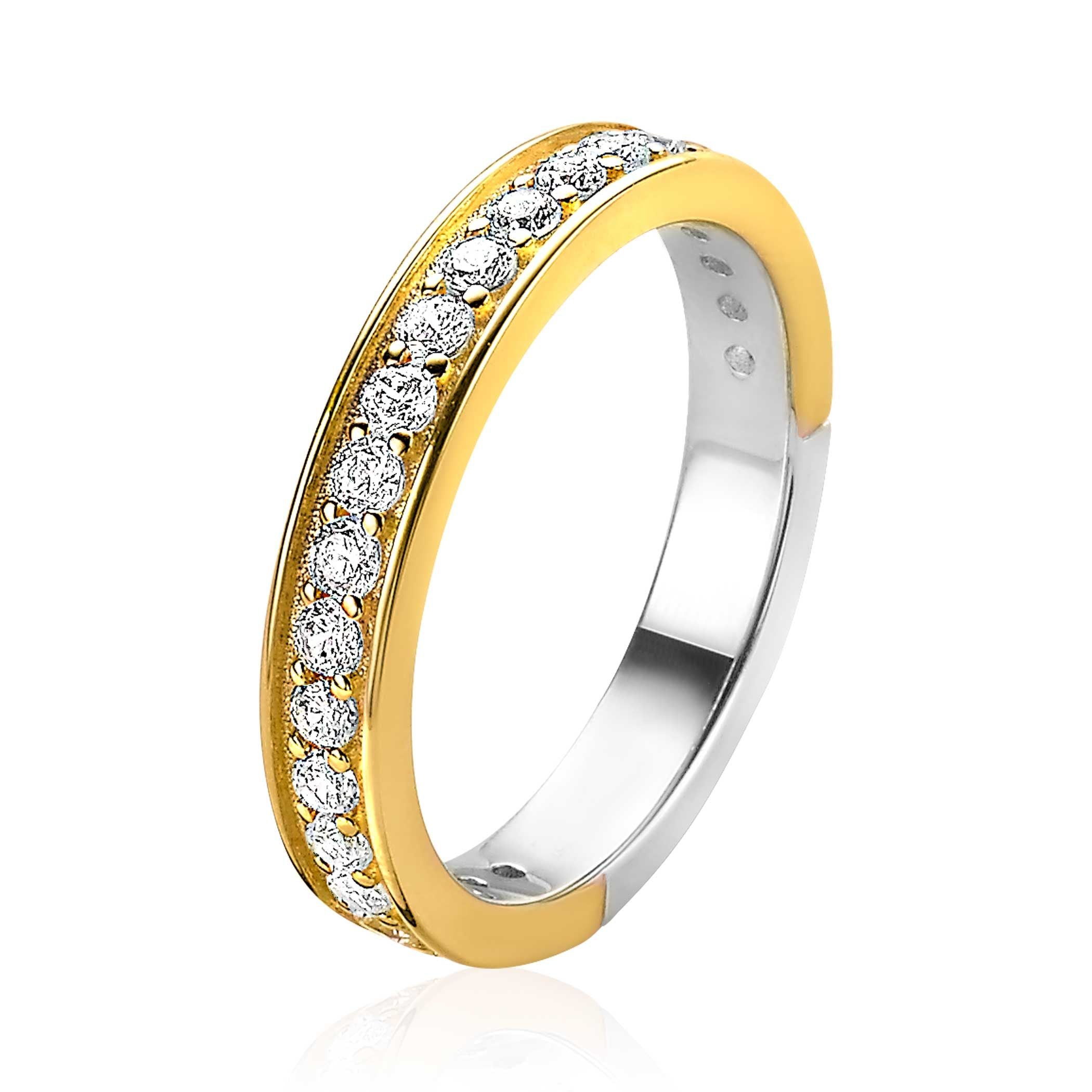 ZINZI Verguld Zilveren Ring met Witte Zirkonia - ZIR2050Y