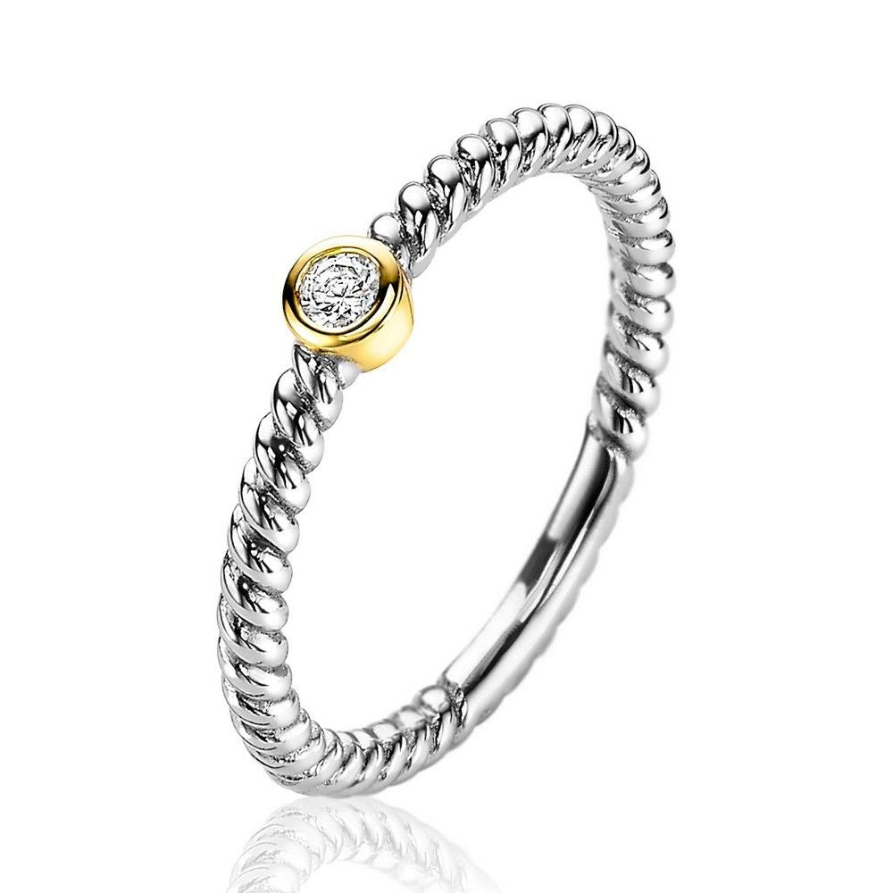 ZINZI Verguld Zilveren Ring met Witte Zirkonia - ZIR2132