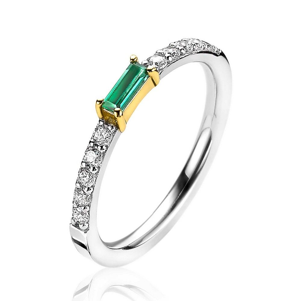 ZINZI Zilveren Ring met Groene Zirkonia - ZIR2133G