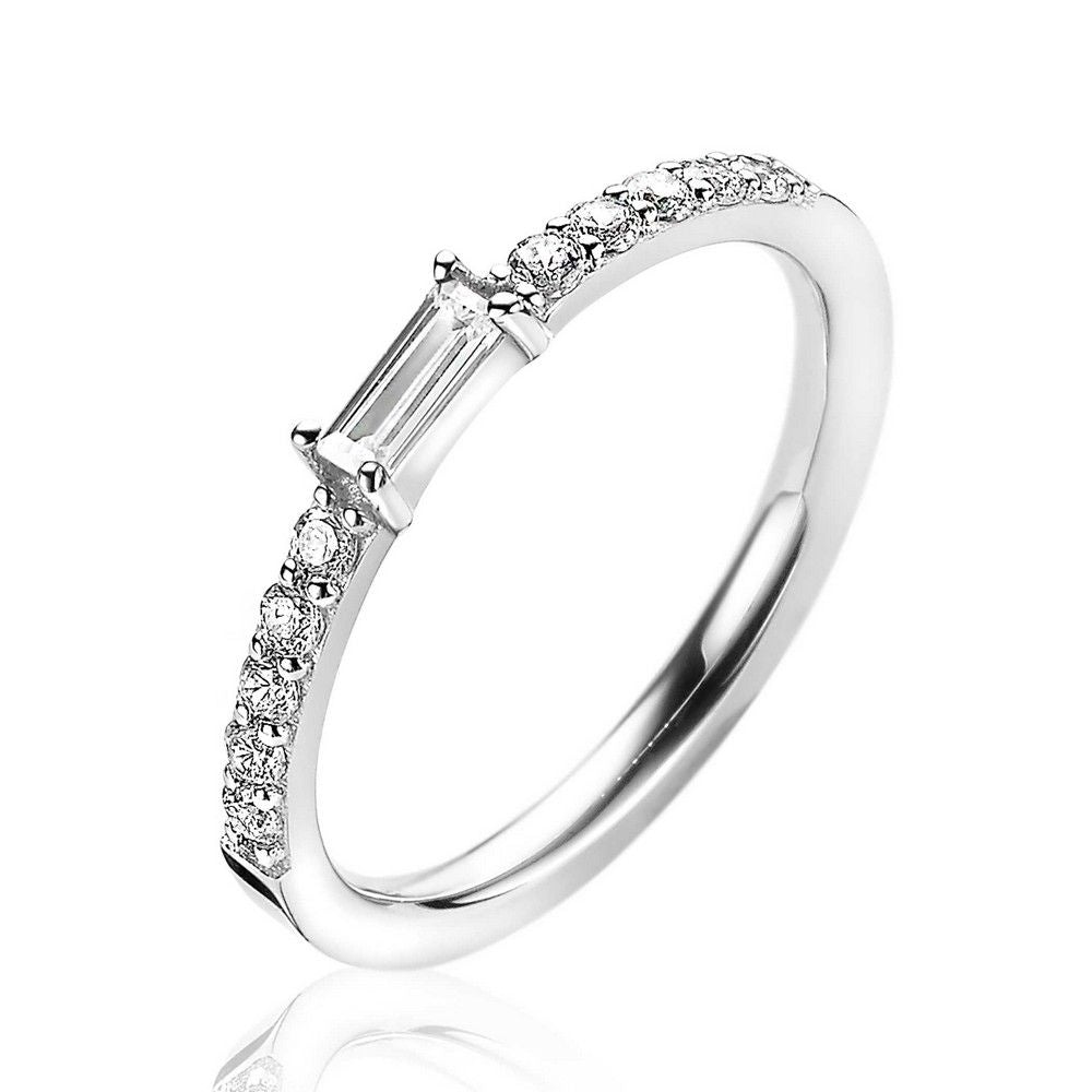 Zinzi zilveren aanschuifring met zirkonia en langwerpige witte kleursteen ZIR2133, exclusief en kwalitatief hoogwaardig. Ontdek nu!