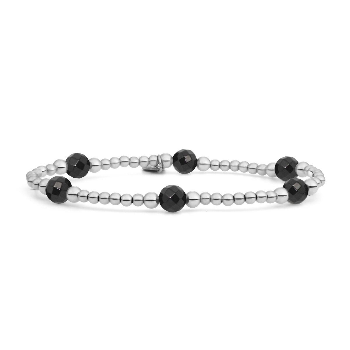 Sparkling Jewels Armband Onyx BLK03S-G07 Zilverkleurig