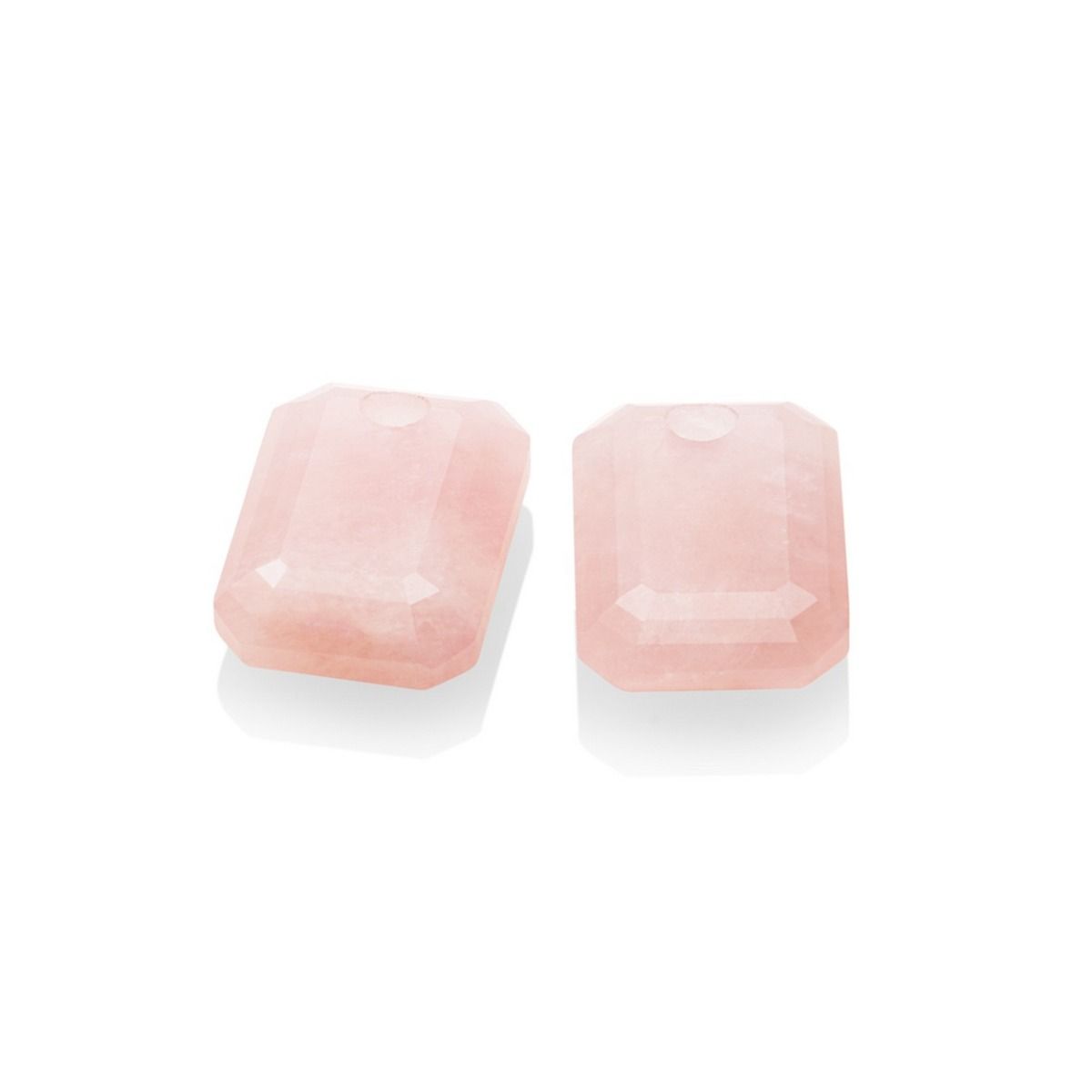 Sparkling Jewels Oorstenen Emerald Cut Rozenkwarts EAGEM13-EC