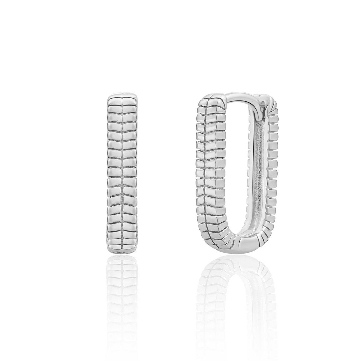 Sparkling Jewels Oorbellen Square Huggies EAS25 Zilverkleurig