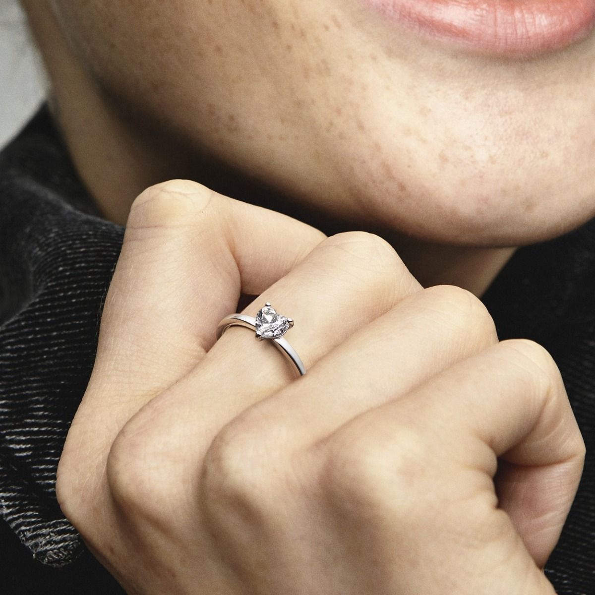 Pandora Sparkling Heart Solitaire Ring zilver - 191165C01