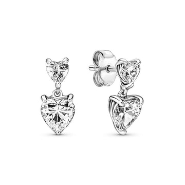 Pandora Double Heart Sparkling Stud Earrings 291199C01, exclusief en kwalitatief hoogwaardig. Ontdek nu!