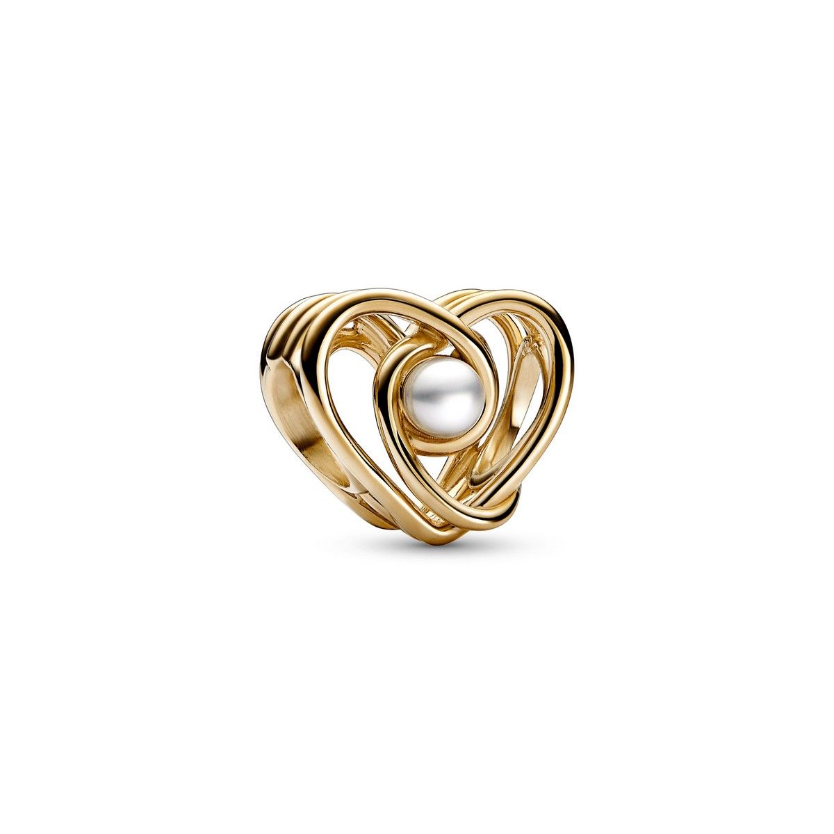 Pandora Openwork zwierige hartbedel met gecultiveerde zoetwaterparel 14 karaat goud - 752636C01