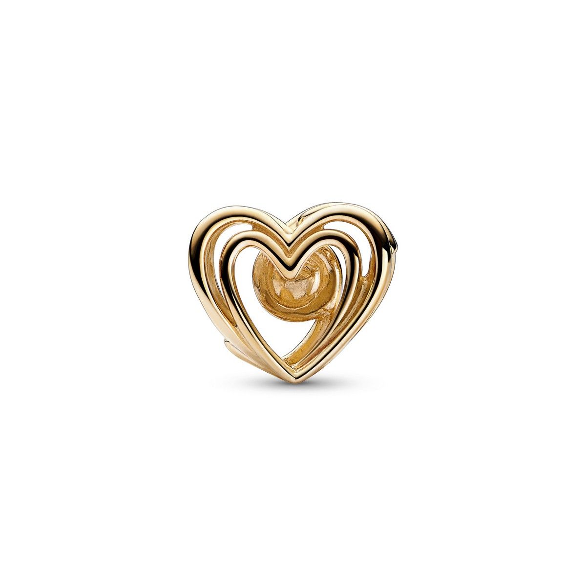 Pandora Openwork zwierige hartbedel met gecultiveerde zoetwaterparel 14 karaat goud - 752636C01