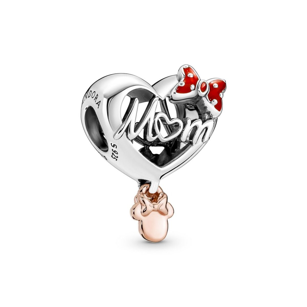 Pandora Disney Minnie Mouse Mum Heart Charm bicolor zilver en roségoudverguld - 781142C01