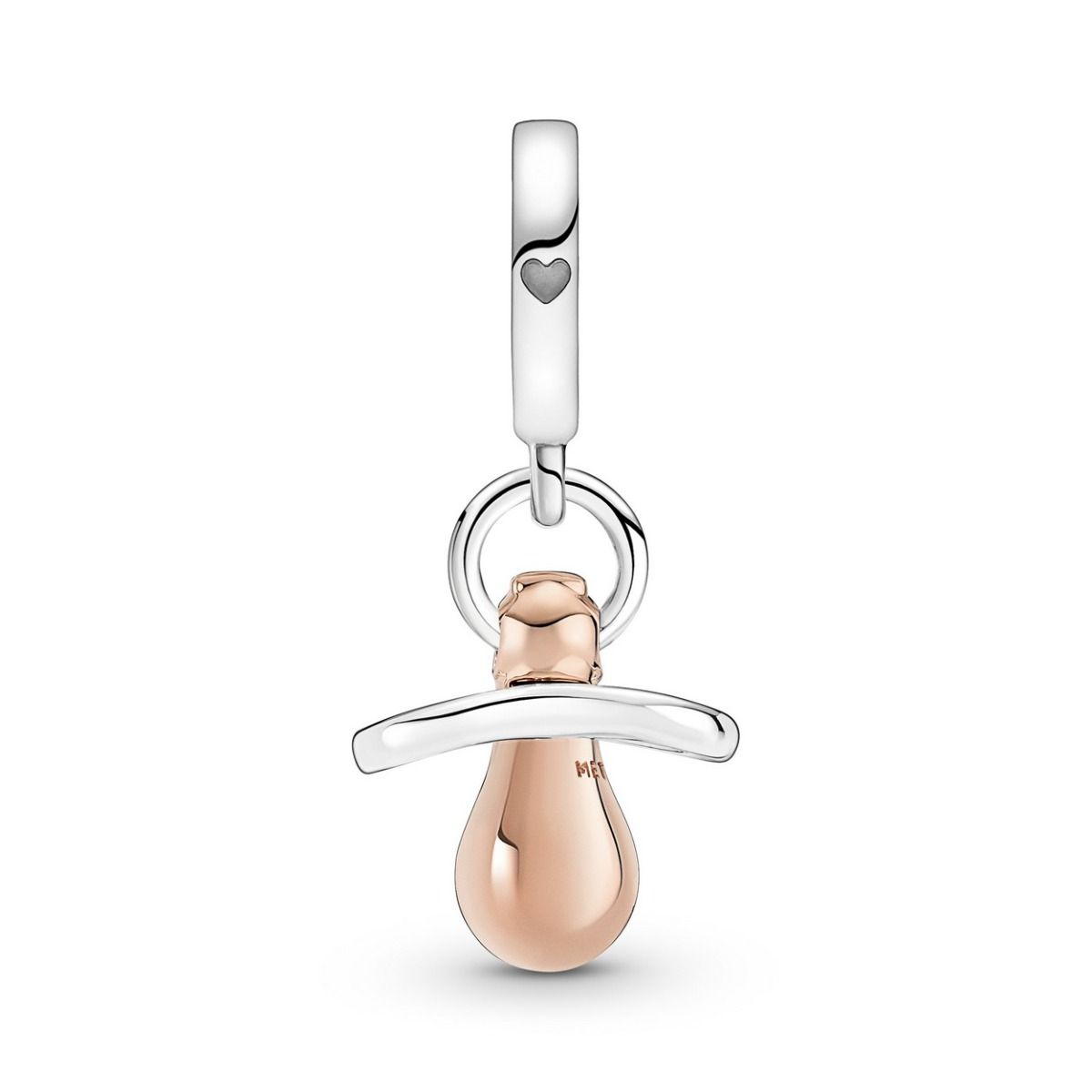 Pandora Baby Pacifier Dangle Charm bicolor zilver en roségoudverguld - 781490C01
