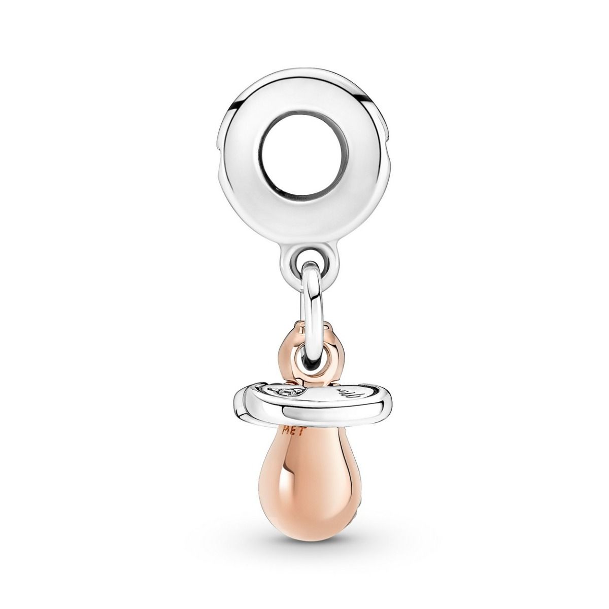 Pandora Baby Pacifier Dangle Charm bicolor zilver en roségoudverguld - 781490C01