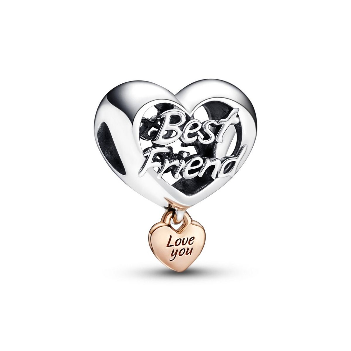 Pandora Love You Best Friend Heart Bedel bicolor zilver en roségoudverguld - 782243C00