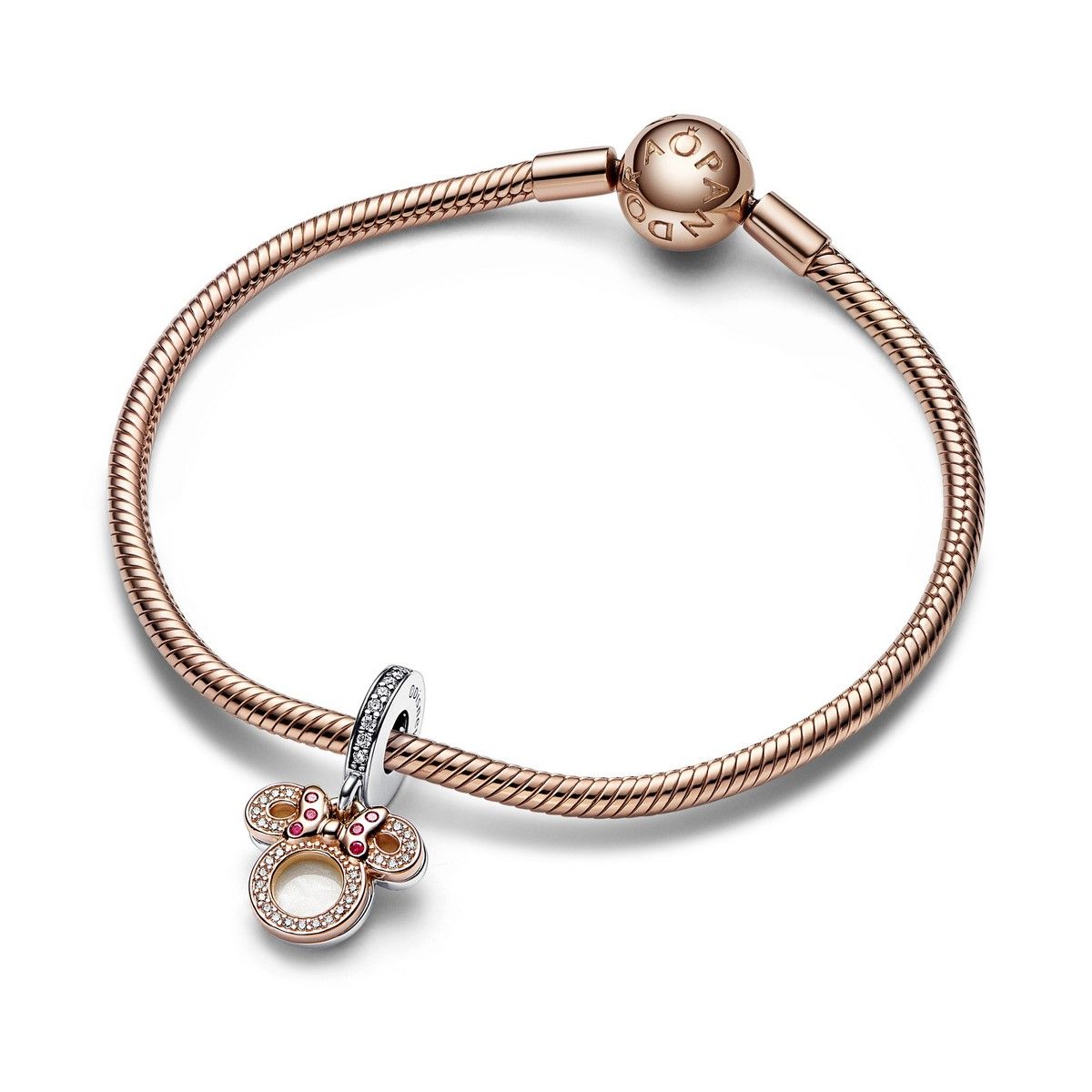 Pandora Disney Minnie Mouse Silhouet Dubbele Hangende Bedel bicolor zilver en roségoudverguld - 782615C01