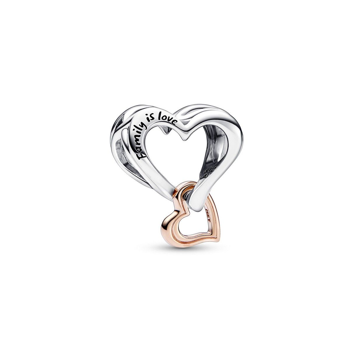 Pandora Tweekleurige Opengewerkte Oneindigheid Hart Bedel bicolor zilver en roségoudverguld - 782642C00