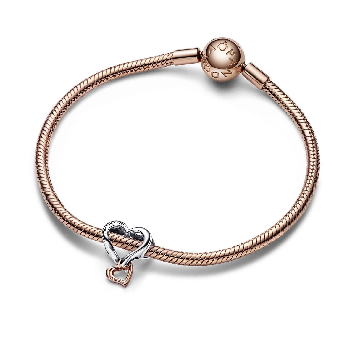 Pandora Tweekleurige Opengewerkte Oneindigheid Hart Bedel bicolor zilver en roségoudverguld - 782642C00