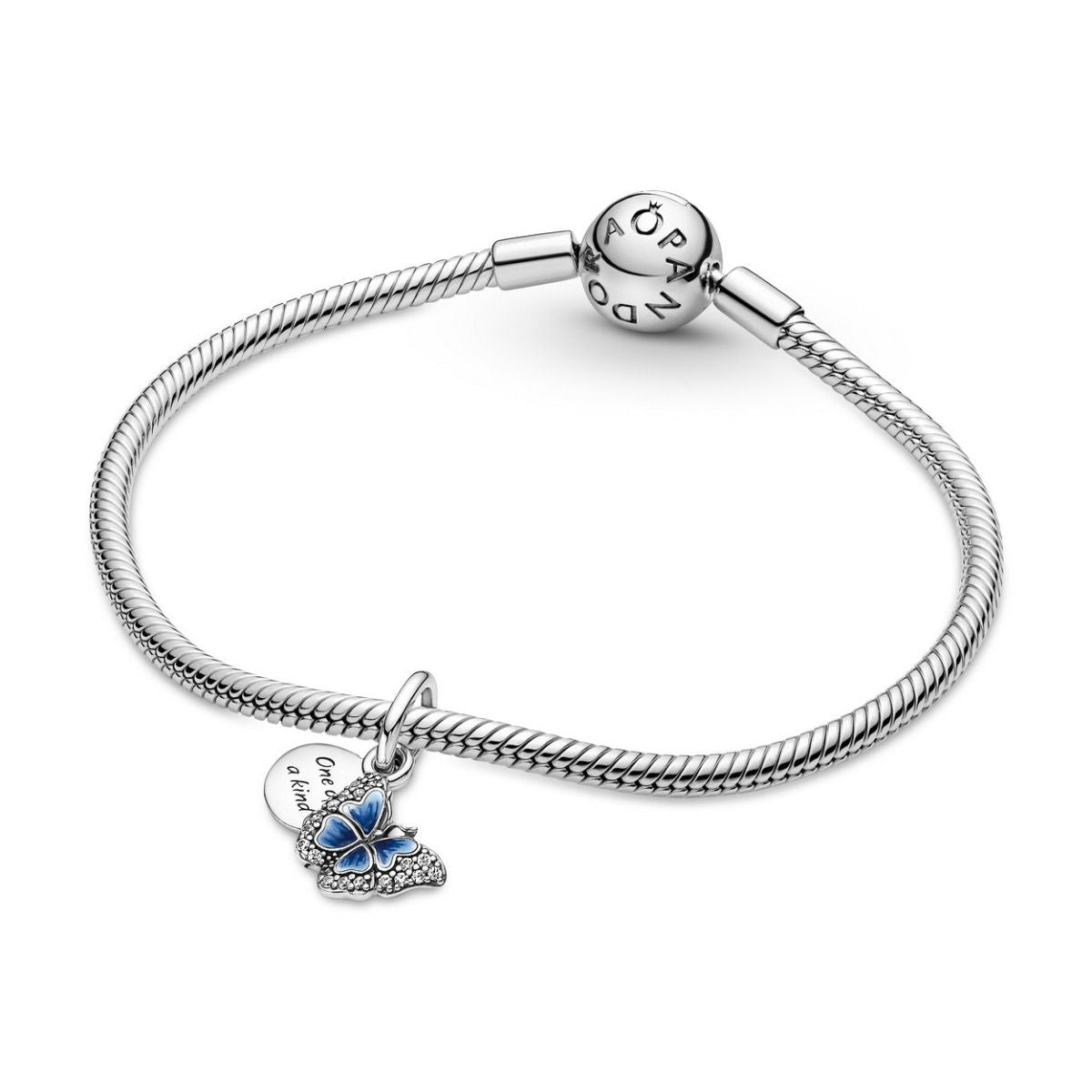Pandora Blauwe Vlinder & Citaat Dubbele Hangende Bedel zilver - 790757C01