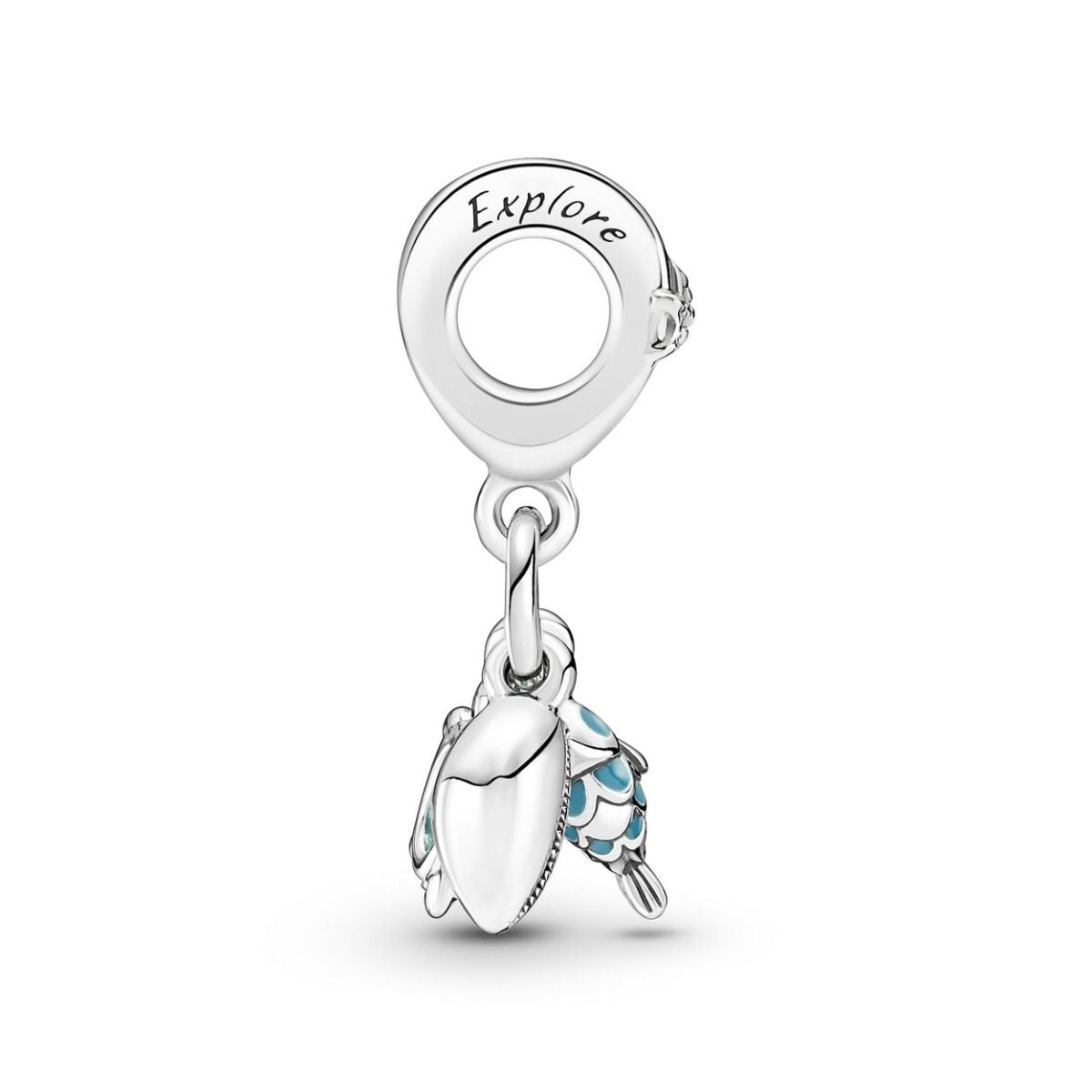 Pandora Fish, Sea Turtle & Conch Triple Dangle Charm zilver - 791697C01