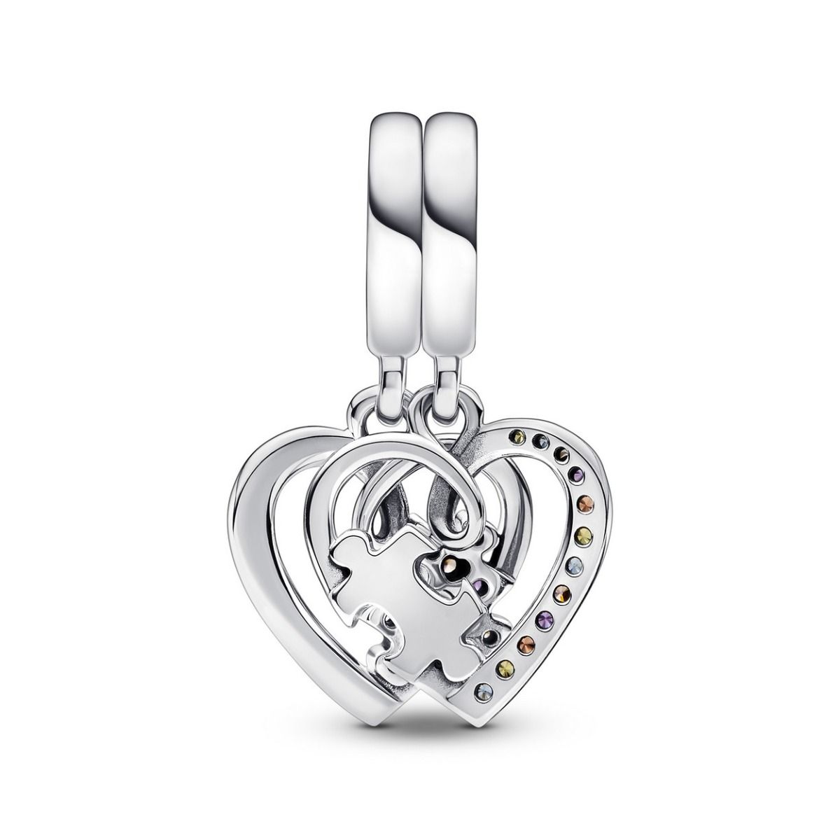 Pandora Puzzle Piece Hearts Splittable Friendship Hangende Bedel zilver - 792239C01