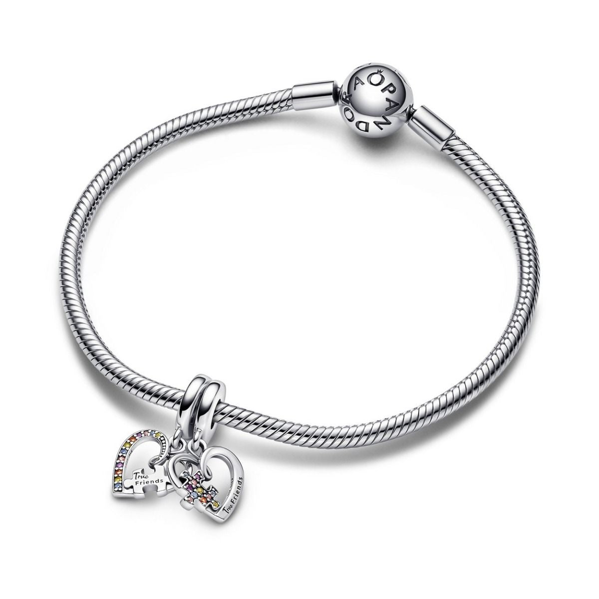 Pandora Puzzle Piece Hearts Splittable Friendship Hangende Bedel zilver - 792239C01