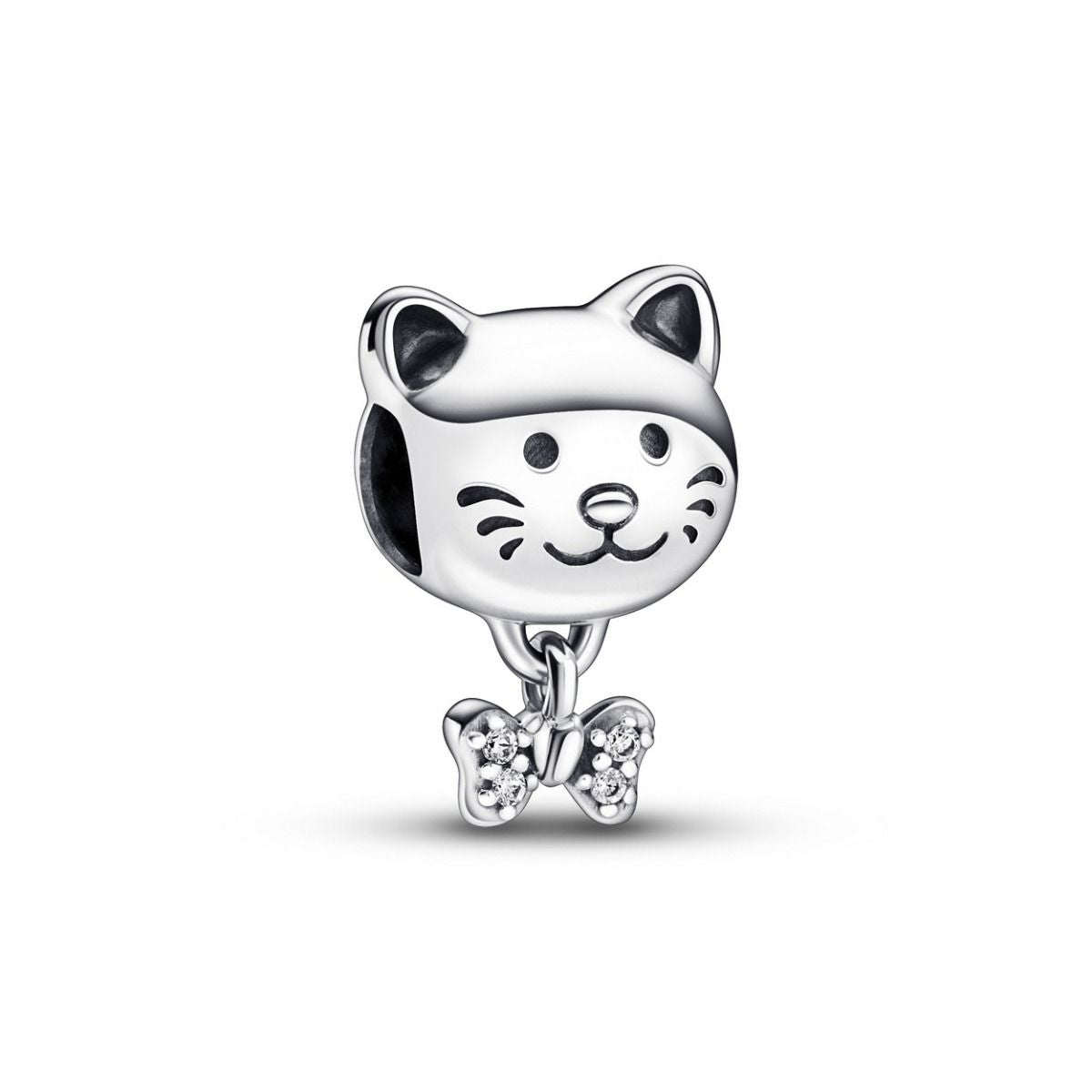 Pandora Pet Cat & Bow Bedel zilver wit - 792255C01