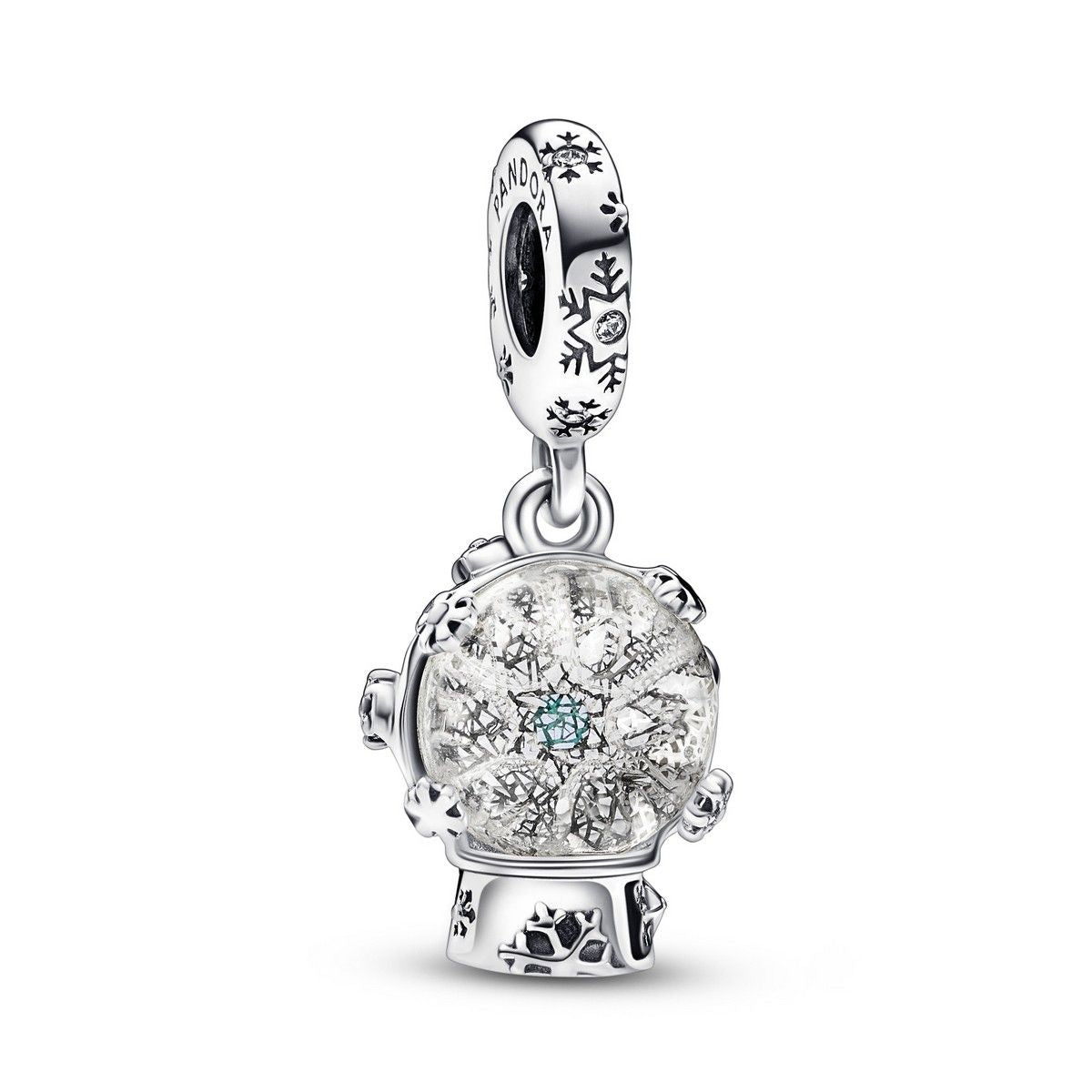 Pandora Snowflake Snowglobe Dangle Charm zilver - 792369C01