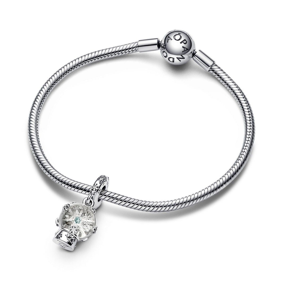 Pandora Snowflake Snowglobe Dangle Charm zilver - 792369C01