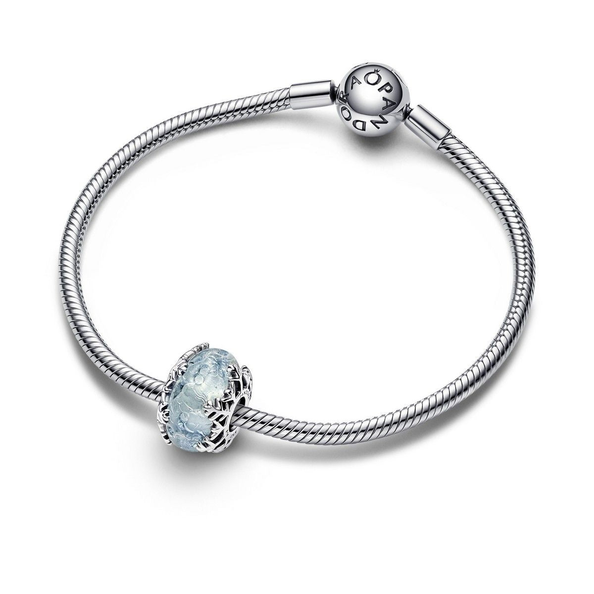 Pandora Winter Blue Snowflake Murano Charm zilver - 792377C00