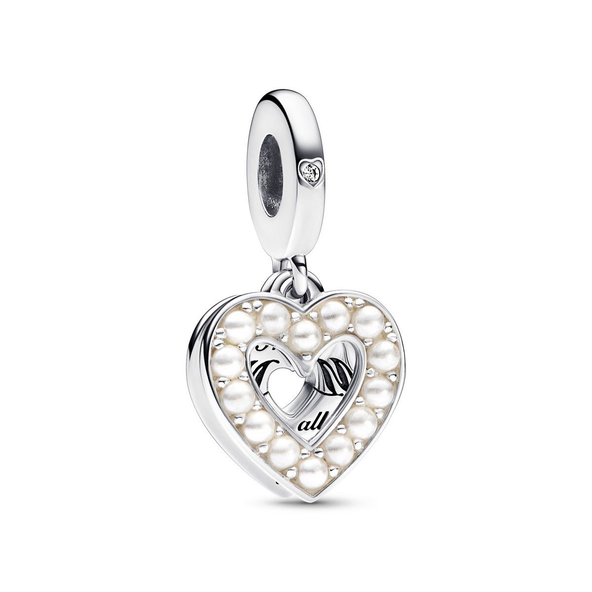 Pandora Parelmoer Wit Hart Dubbele Hangende Bedel zilver - 792649C01