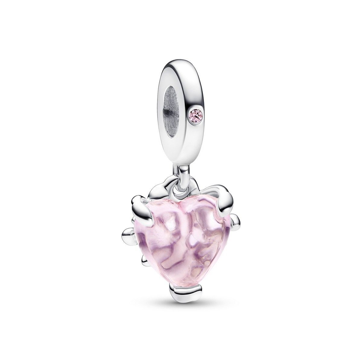 Pandora Roze Stamboom en Hart Hangende Bedel zilver - 792654C01